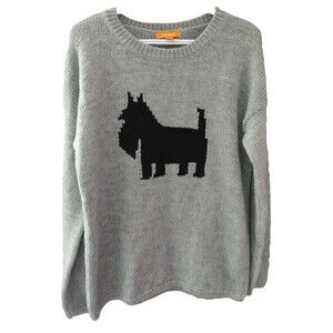Joe Fresh Wool Blend Sweater Crew Neck Scottie Dog Gray Preppy Women’s Medium